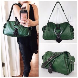 D & G Emerald Leather & Brown Embossed Satchel
